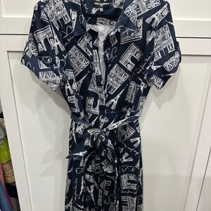 Karl Lagerfeld Navy Paris Graphic Dress SZ 16